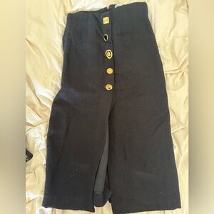 Black High-Waisted Skirt with Gold Buttons
